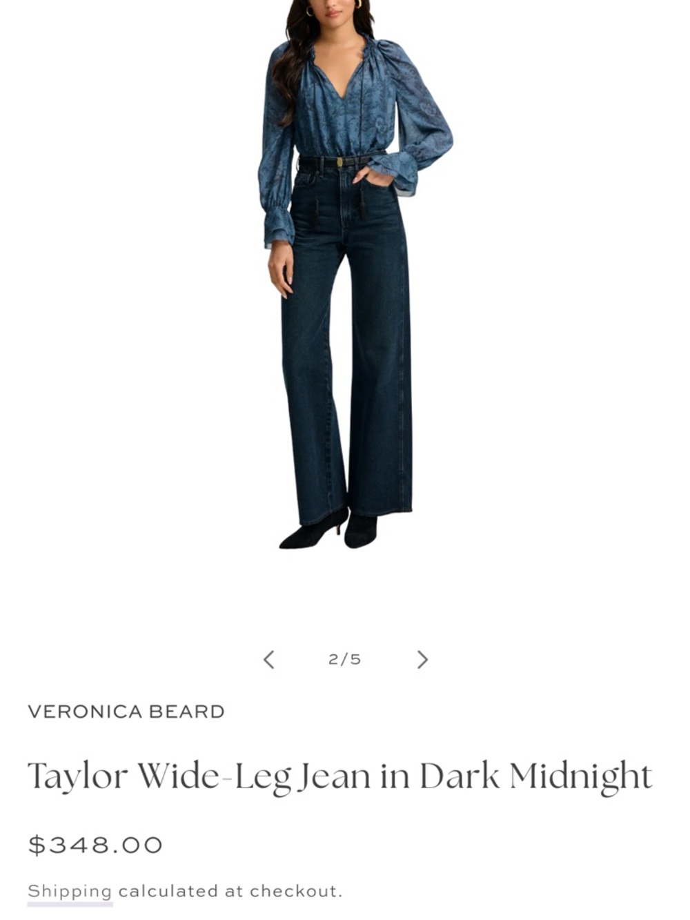 Veronica Beard Dark Midnight Wide-Leg Jeans